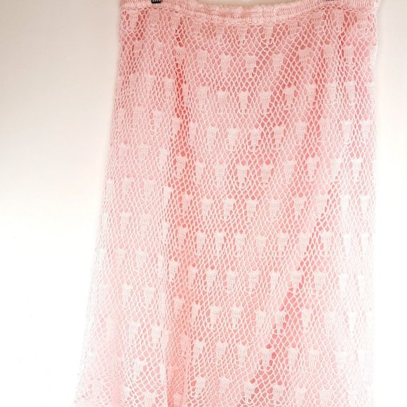 XL Vintage  Party Contemporary Pink Crochet summer midi skirt - Picture 1 of 15